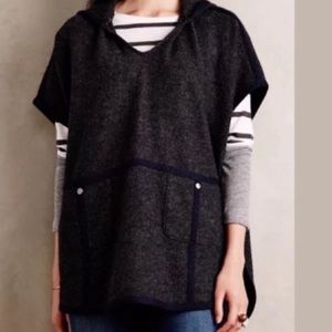 Anthropologie Gray Hooded Cape Poncho